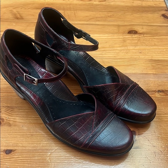 Dansko Red Heels with Mary Jane Strap and Textured Leather - Picture 1 of 11